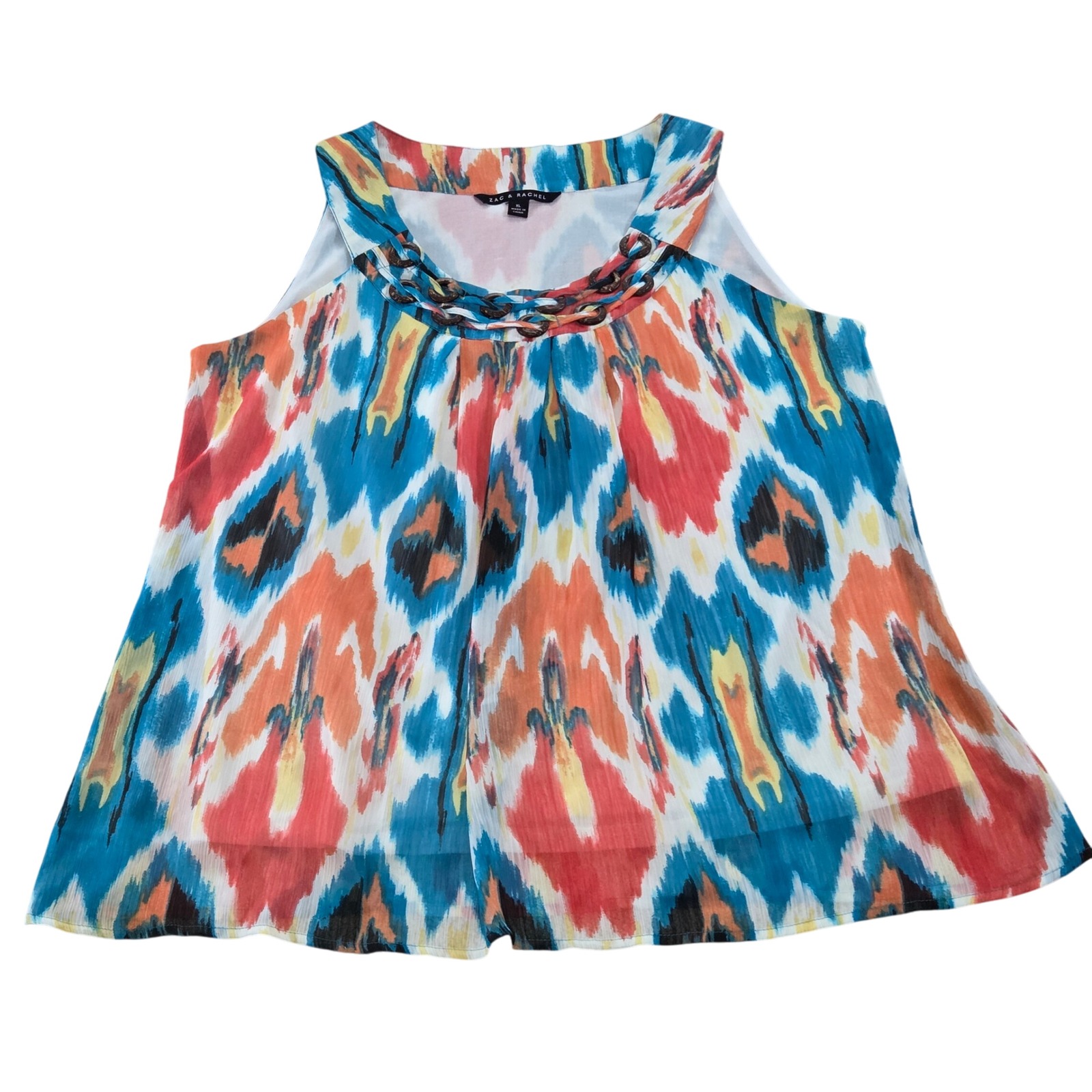 Zac & Rachel Sleeveless Tank Top Multicolor Abstract Print Women's Xl
